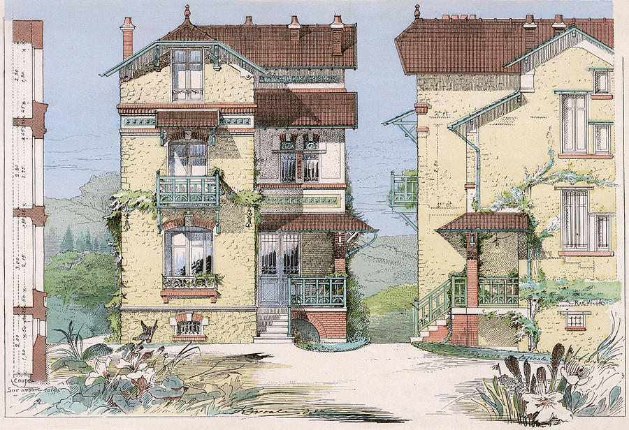 Paris Drawing -  maison Dhabitation At  Saint-cloud by Mary Evans Picture Library