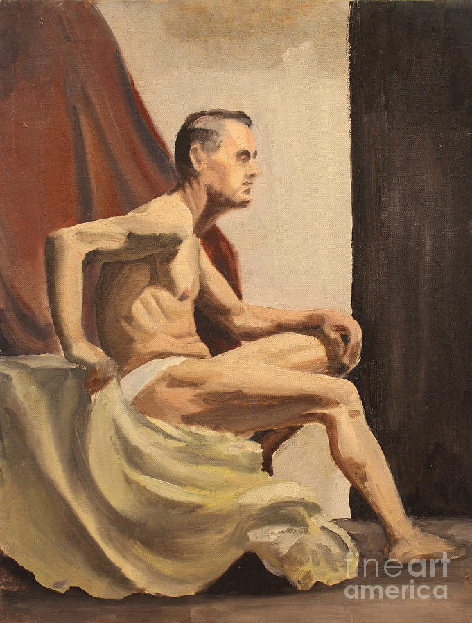  Male Seated Nude Painting by Art By Tolpo Collection