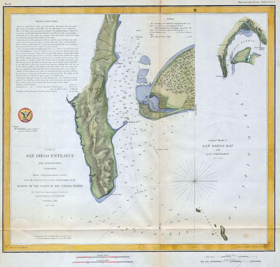  Map of San Diego Bay Photograph by Paul Fearn
