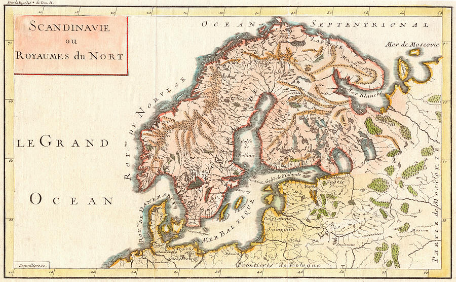 Map Of Sweden, Denmark And Norway Drawing by Mary Evans Picture Library