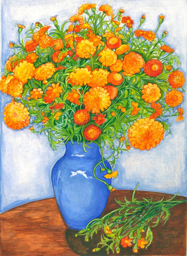 Still Life Painting -  Marigolds by Barbara Esposito