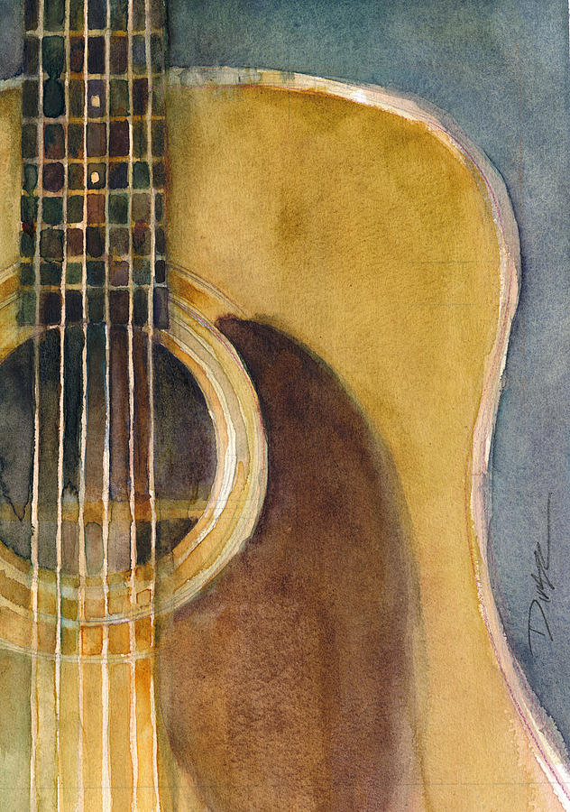 Music Painting -  Martin Guitar D-28  by Dorrie Rifkin