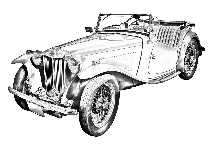  MG Convertible Antique Car Illustration Photograph by Keith Webber Jr