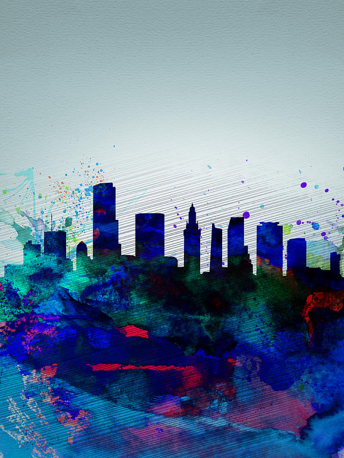 Miami Painting -  Miami Watercolor Skyline by Naxart Studio