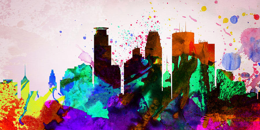 Minneapolis Painting -  Minneapolis City Skyline by Naxart Studio