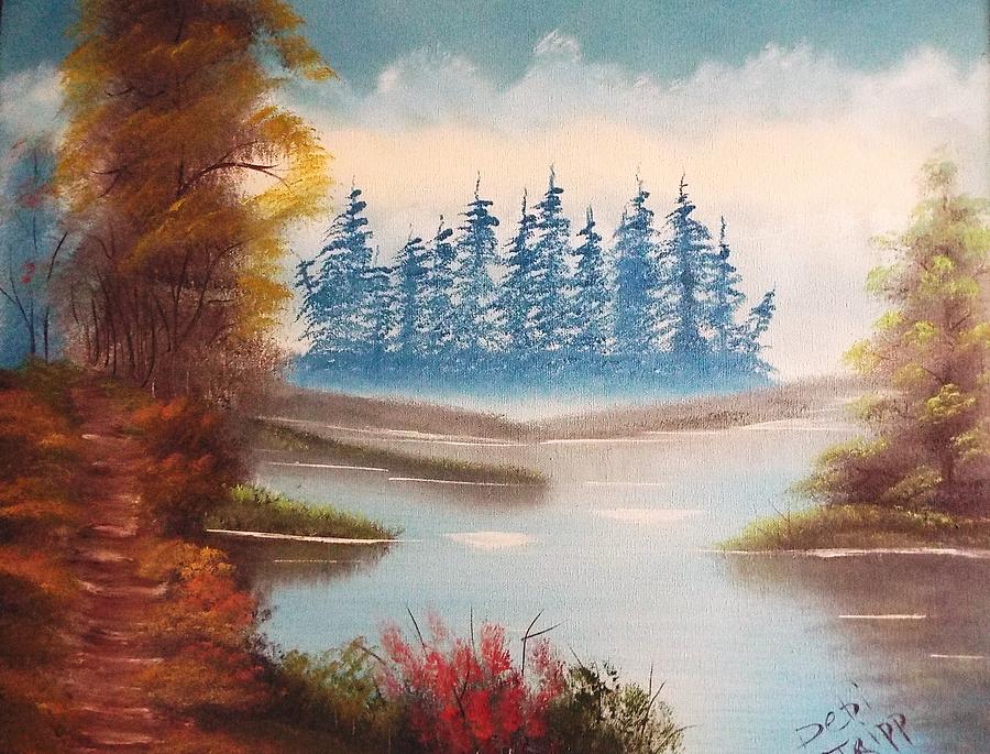 Misty Lake Painting by Debi Tripp