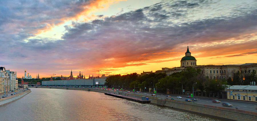 Moscow Photograph -  Moscow Kremlin at Sunset by Viacheslav Savitskiy