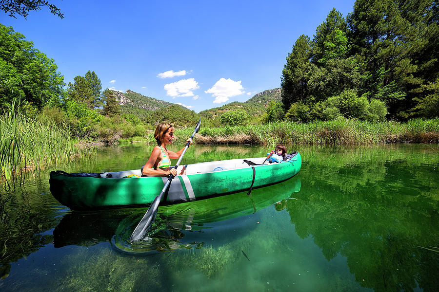 Mother And Daughter Rowing Kayak Photograph by David Santiago Garcia ...