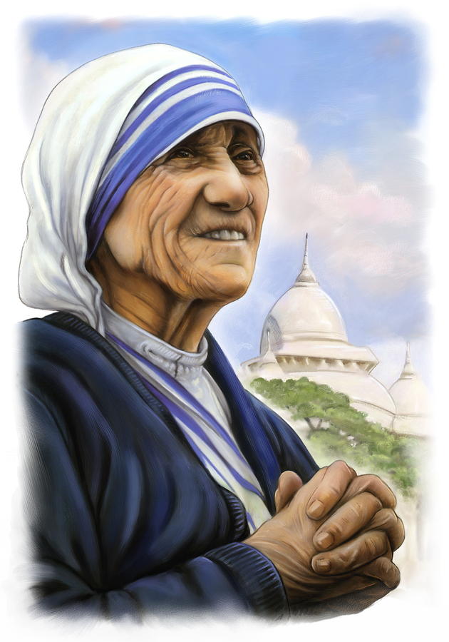 Mother Teresa Painting -  Mother Teresa painting by Patrick Hoenderkamp