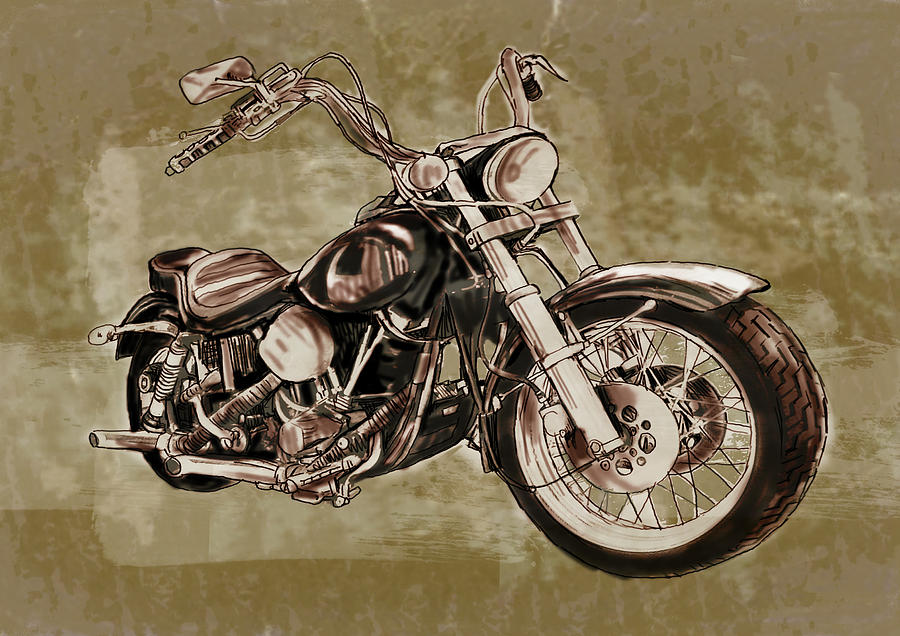 Motorcycle Art Sketch Poster Drawing By Kim Wang Pixels