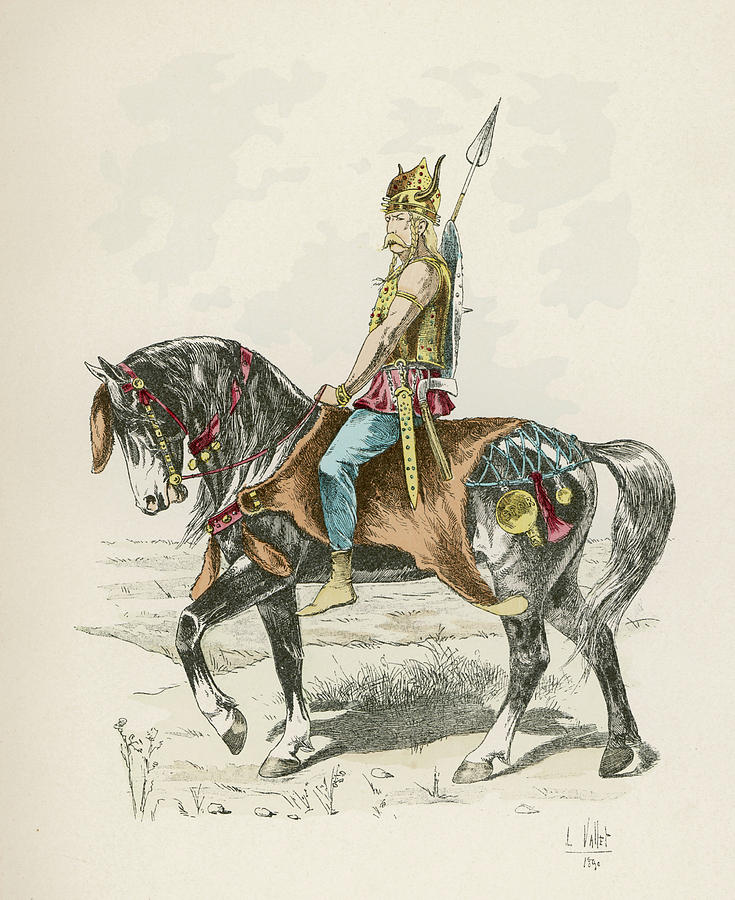 Mounted Warrior Date Circa 350 Drawing by Mary Evans Picture Library ...