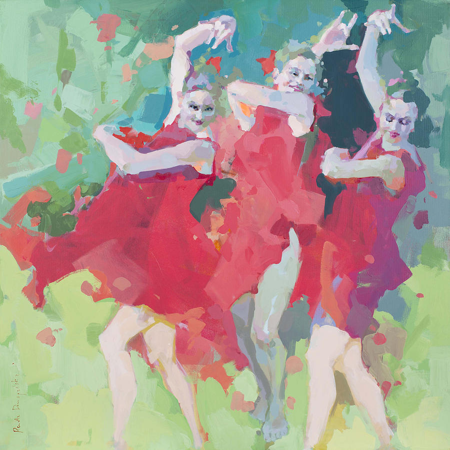 Music Painting -  Naughty girls dancing barefoot by Renata Domagalska