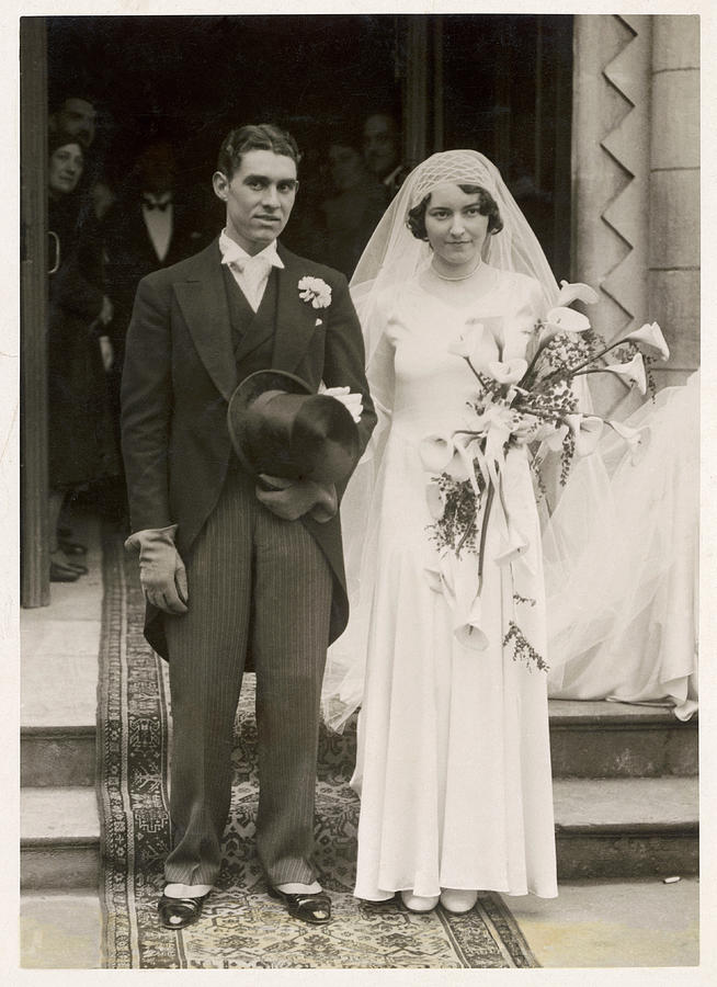 Newly-wedded Couple In Formal Dress Photograph by Mary Evans Picture ...