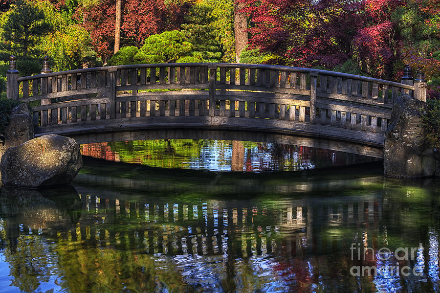 Spokane Photograph -  Nishinomiya Japanese Garden - Bridge over Kiri Pond by Mark Kiver