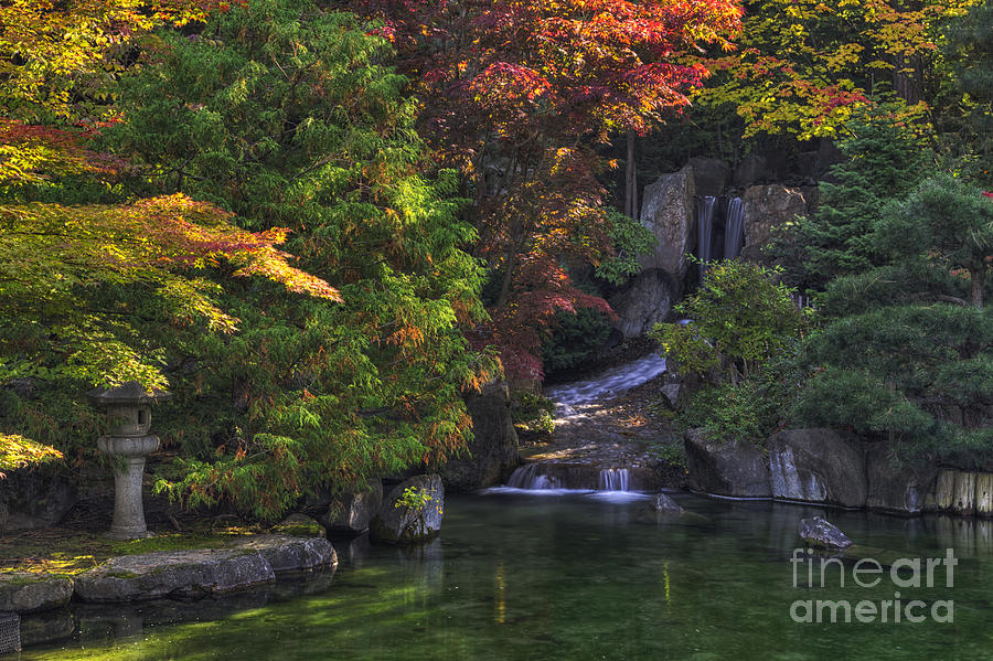 Spokane Photograph -  Nishinomiya Japanese Garden - Waterfall by Mark Kiver