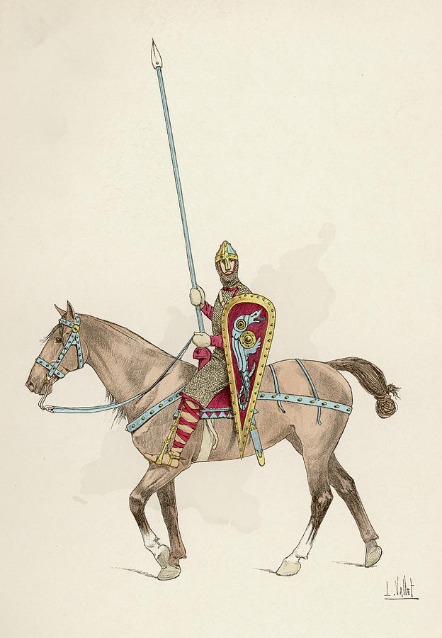 Norman Soldier On Horseback With Pike Drawing by Mary Evans Picture ...