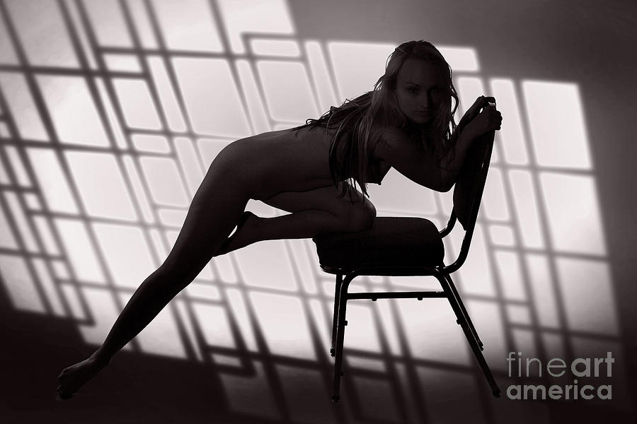 Black And White Photograph -  Nude In Chair 1083.01 by Kendree Miller