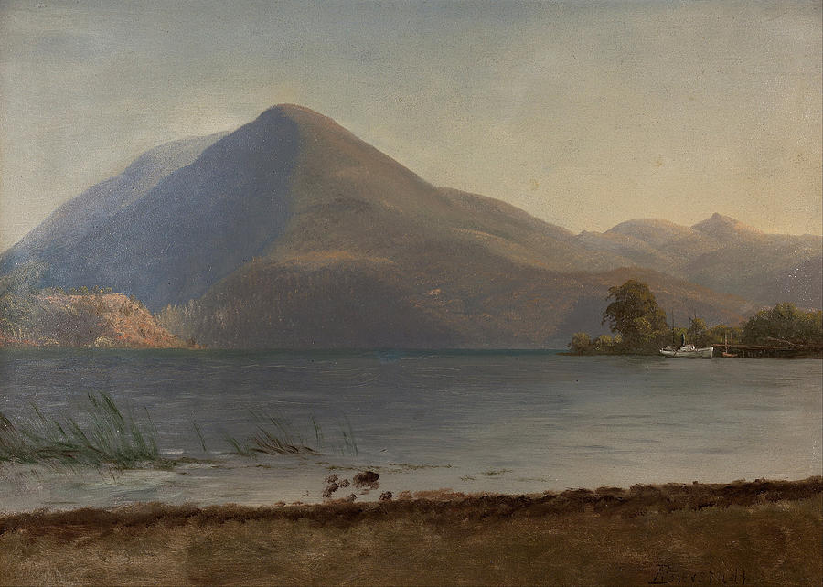  	On the Hudson #5 Painting by Albert Bierstadt