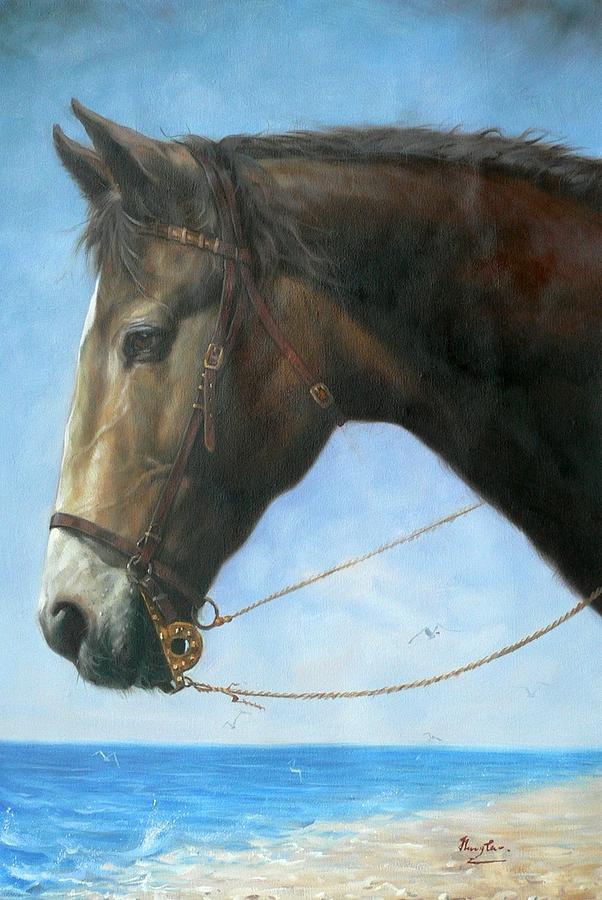  Original Animal Oil Painting Art-horse-04 Painting by Hongtao Huang