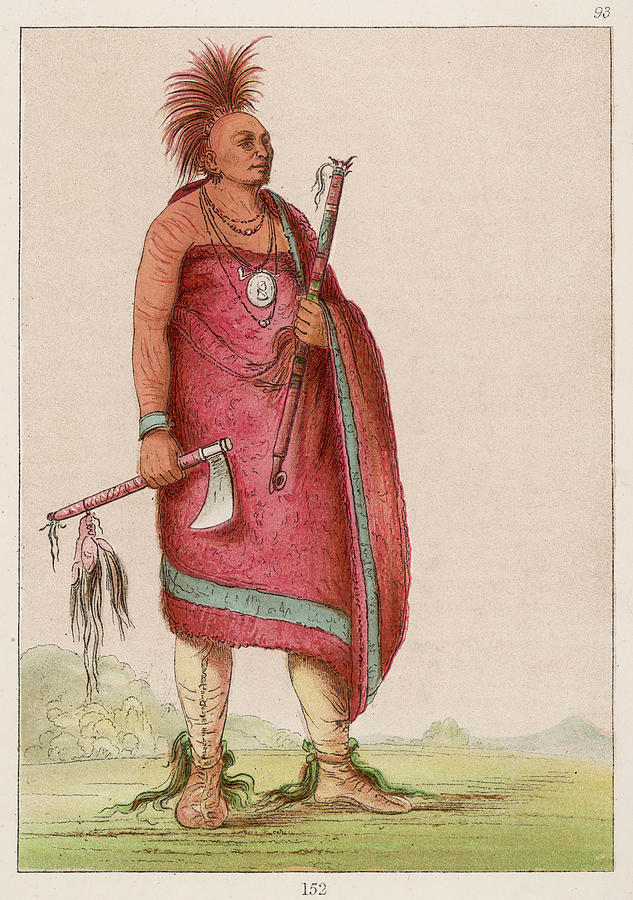 Pipe Drawing -  Osage Chief Carrying A Pipe by Mary Evans Picture Library