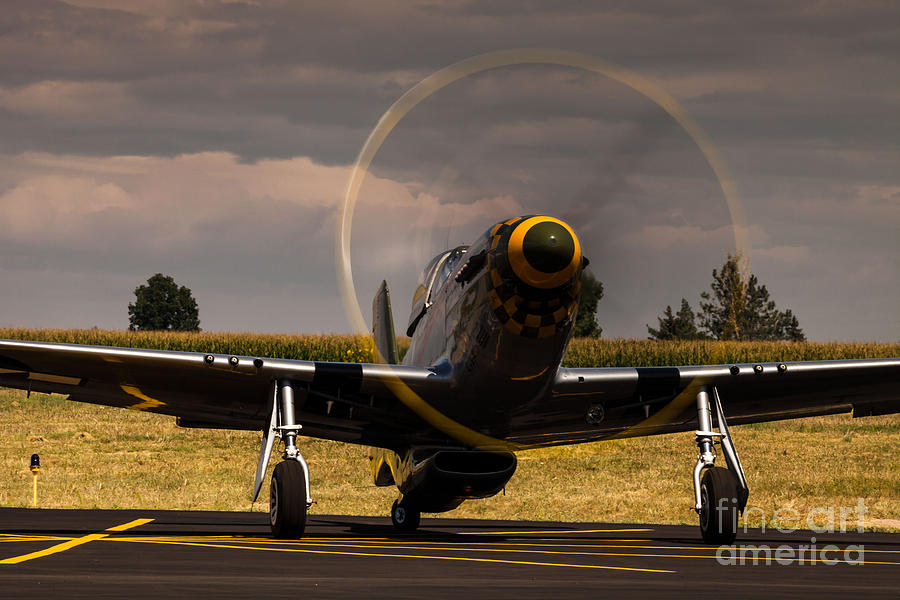 Airplane Photograph -  P-51 Ready for Take Off by Steven Reed