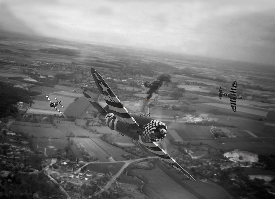 Airplane Photograph -  P47 Thunderbolt - D-Day Train Busters by Pat Speirs
