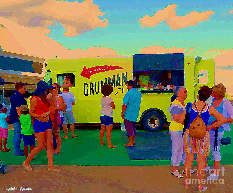  Paintings Of Food Trucks Grummans Big Yellow Roadside Diner Montreal Art  Carole Spandau Painting by Carole Spandau