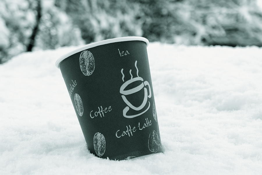  Paper Cup of coffe on snow Photograph by Sarah-l Singer