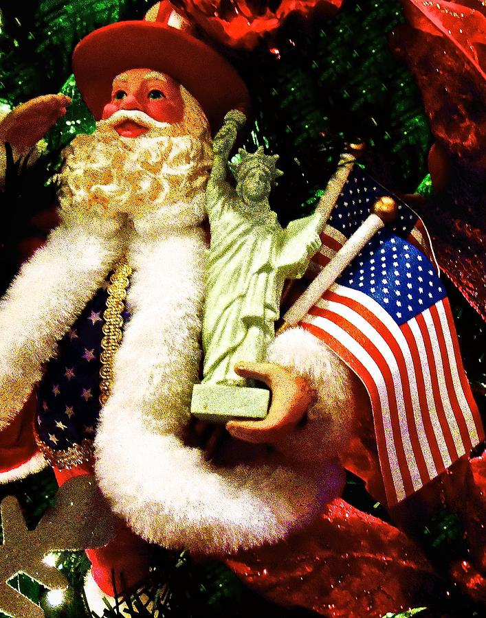 Statue Of Liberty Photograph -  Patriotic Santa by Joan Reese