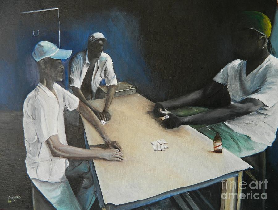  Playing  Dominoes Painting by Kenneth Harris