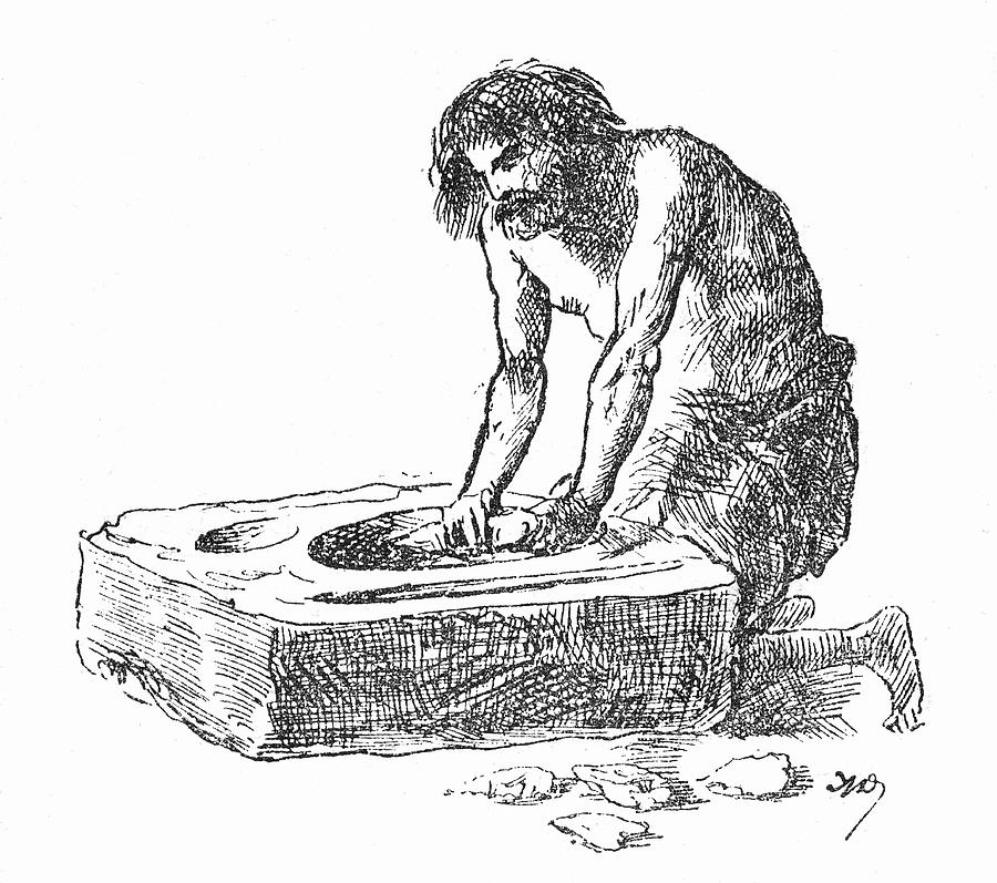 Stone Drawing -  Polishing Silex At The by Mary Evans Picture Library