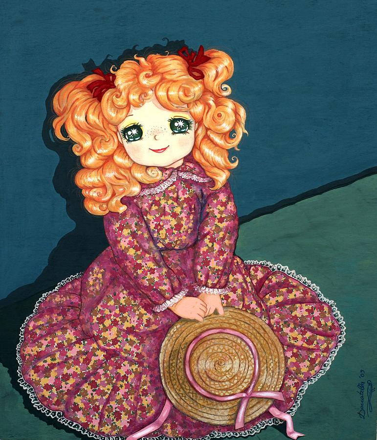 Flower Painting -  Portrait of Candy Candy doll by Donatella Muggianu