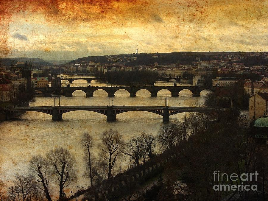 Vintage Prague Vltava River 1 Mixed Media by Femina Photo Art By Maggie
