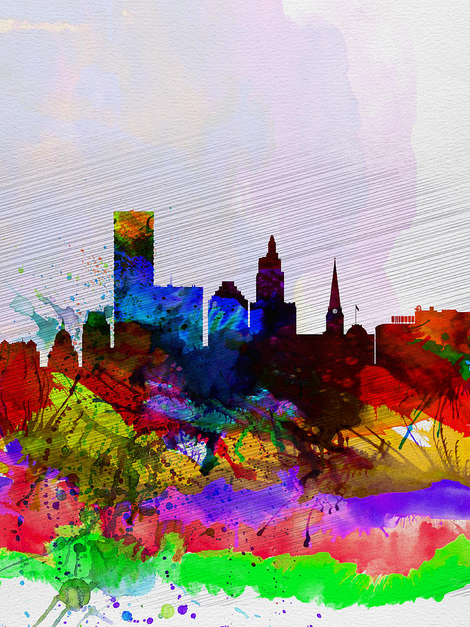 City Painting -  Providence Watercolor Skyline by Naxart Studio
