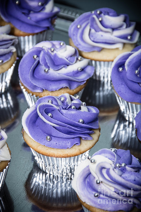  Purple and Silver Cupcakes Photograph by Cheryl Baxter