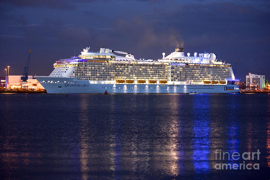 Quantum of the Seas at Night Photograph by Terri Waters
