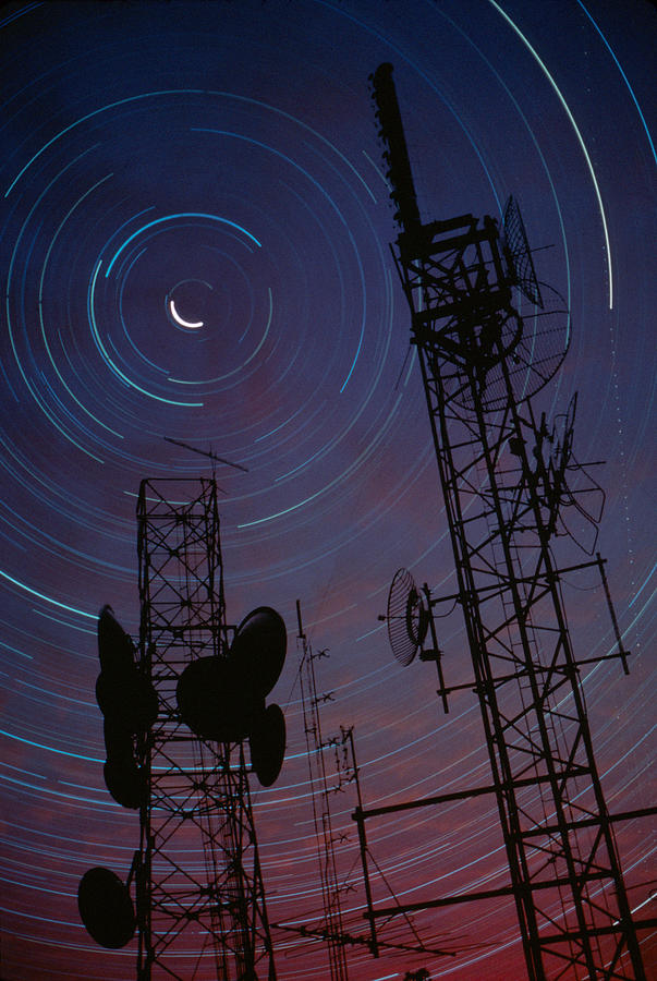  Radio Towers And Star Trails Photograph by Anonymous