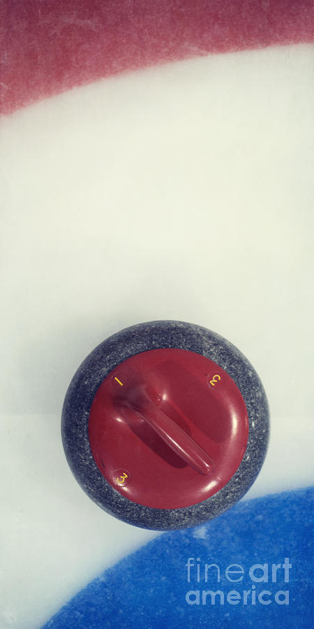 Sports Photograph -  Red Curling Stone by Priska Wettstein