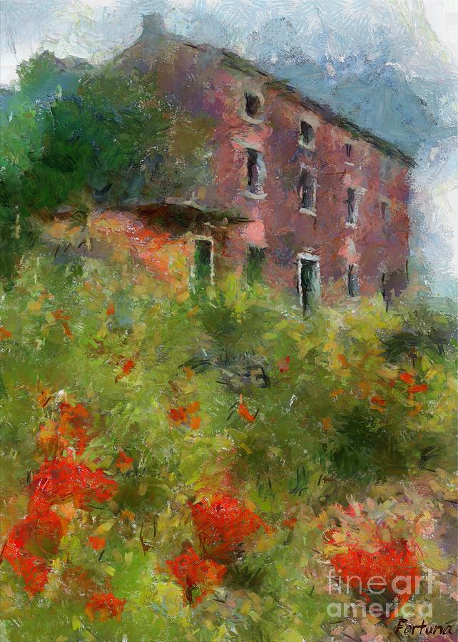  Red House With Poppies Painting by Dragica  Micki Fortuna