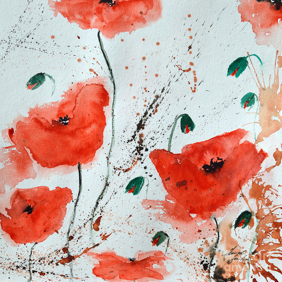 Flower Painting -  Red Poppies  by Ismeta Gruenwald