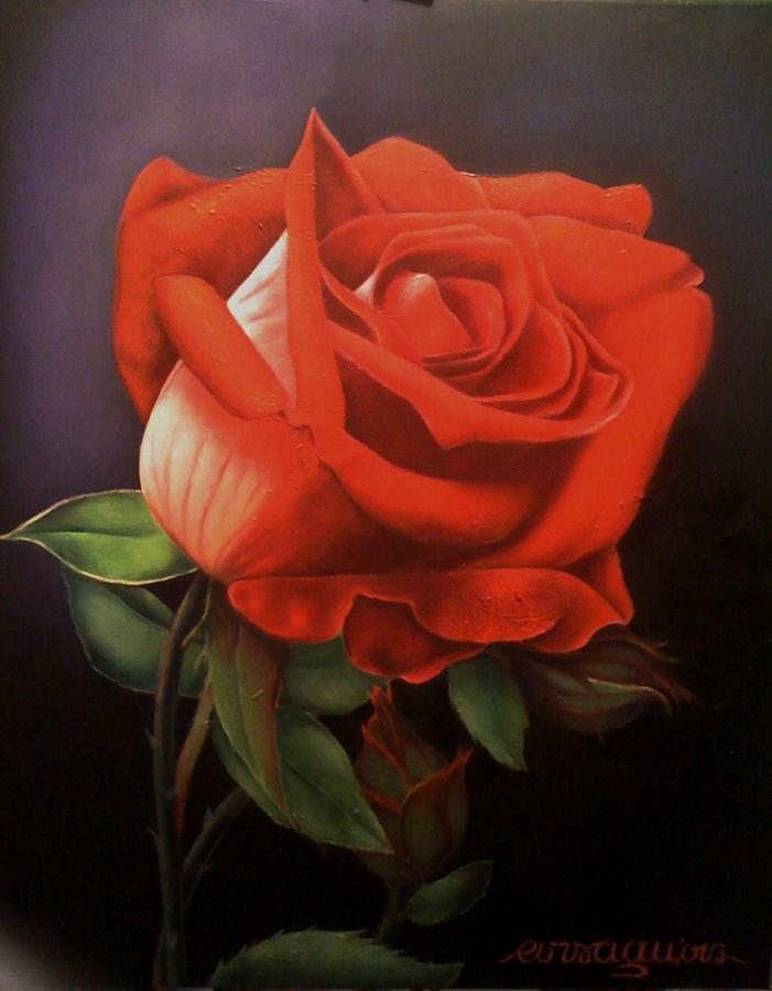 Red Rose Painting by Artur Guzina