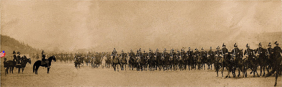  Rio Grande 1950 180 degrees panorama view of cavalry passing in for review no date Photograph by David Lee Guss
