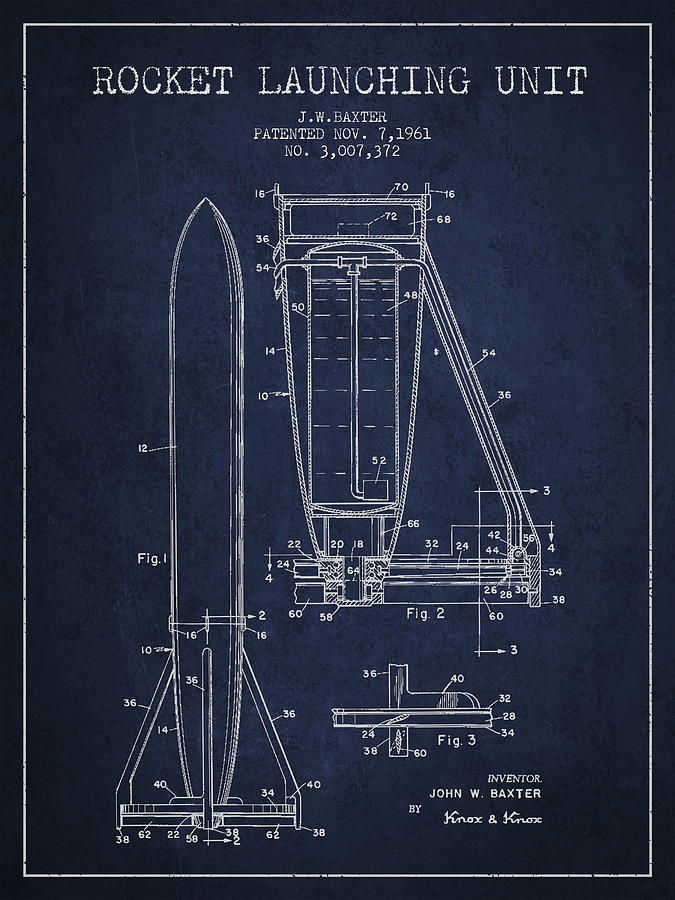 Vintage Digital Art -  Rocket Launching Unit Patent from 1961 by Aged Pixel