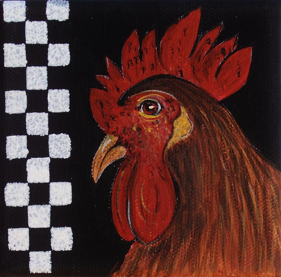  Rooster Big Red Painting by Cindy Micklos