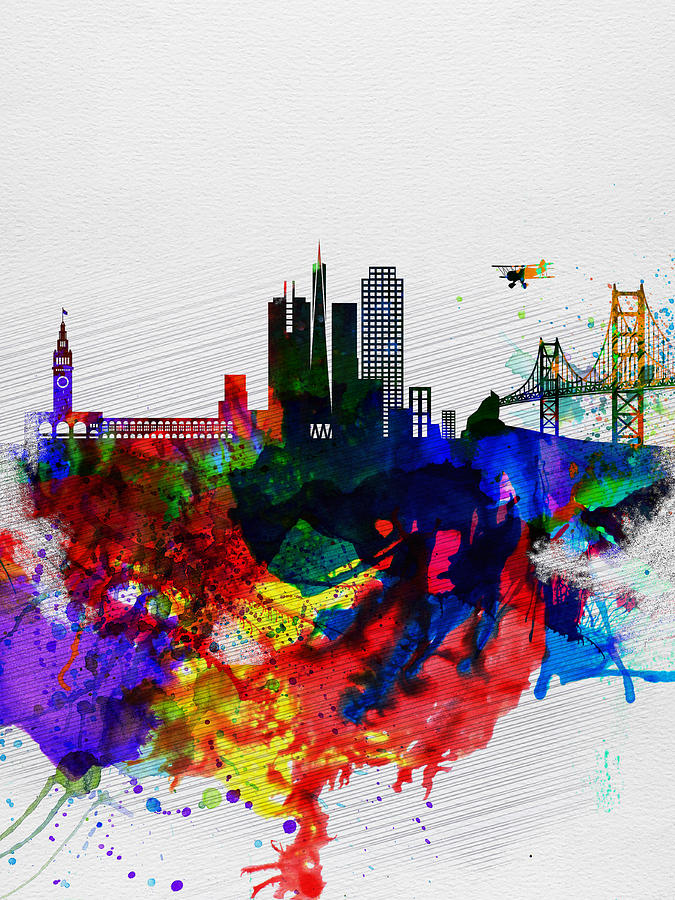 San Francisco Painting -  San Francisco Watercolor Skyline 1 by Naxart Studio