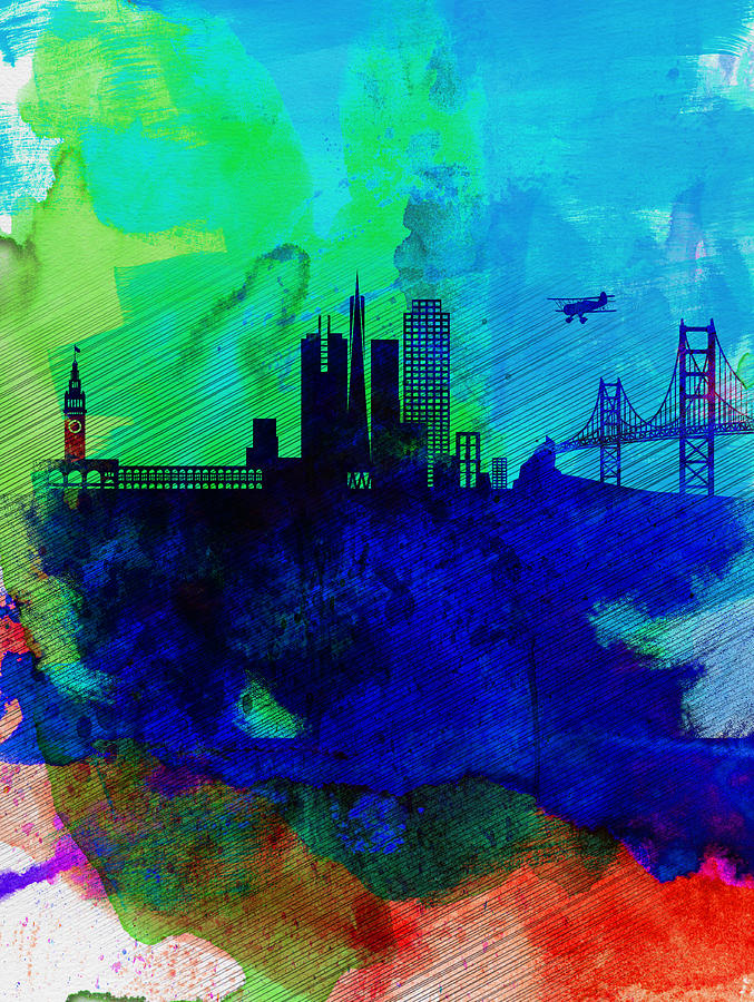 San Francisco Painting -  San Francisco Watercolor Skyline 2 by Naxart Studio