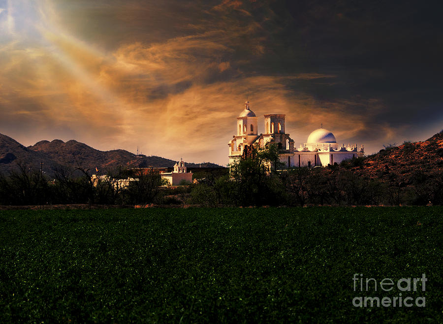 San Xavier Mission Sunset Photograph By Maria Weber - Fine Art America