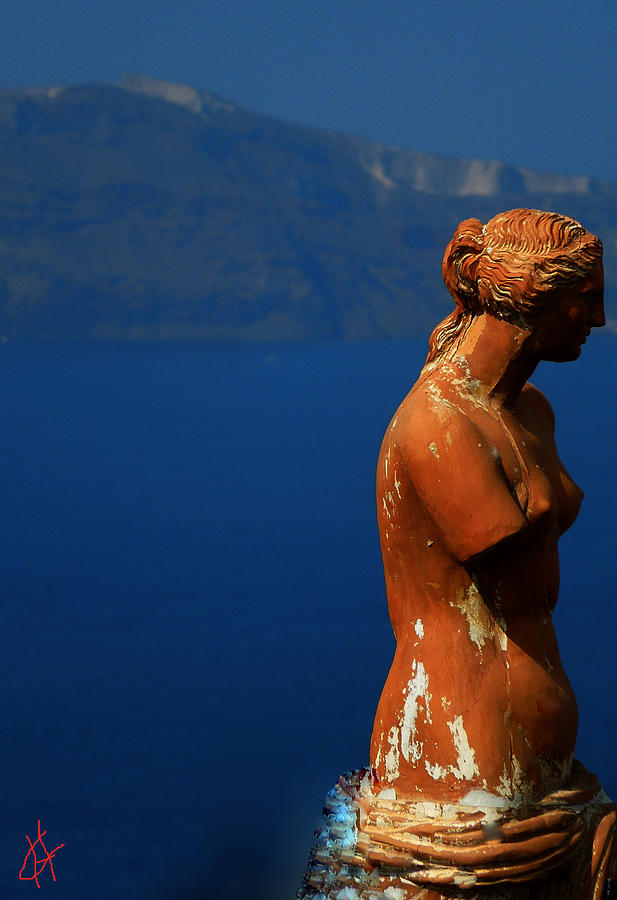 Nature Photograph - Afrodite Watching Over Santorini Island Greece by Colette V Hera Guggenheim