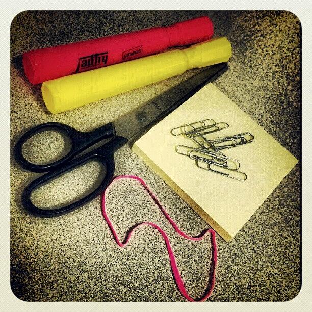 Pink Photograph - # Scissors #marker #highlighter #yellow by Cajeton Clint