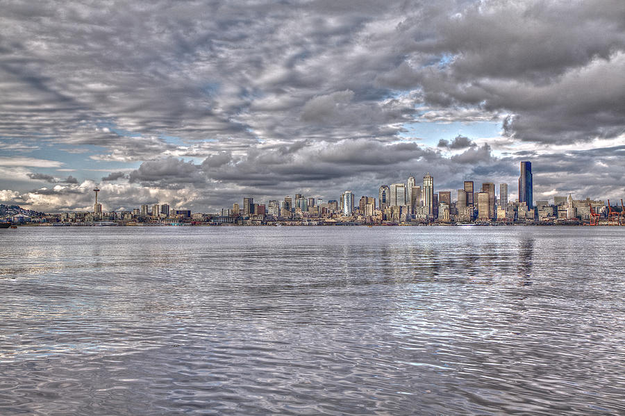  Seattle Skyline Cityscape tonemapped Photograph by SC Heffner